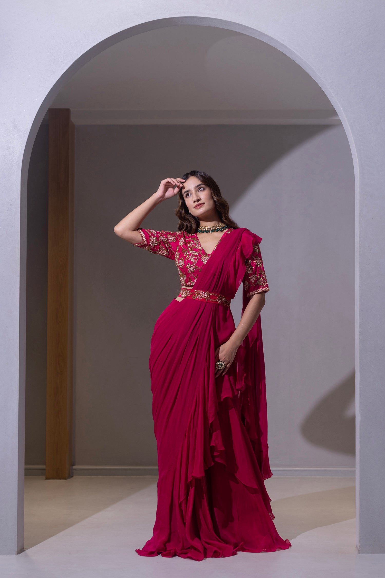 Pink Lotus Saree