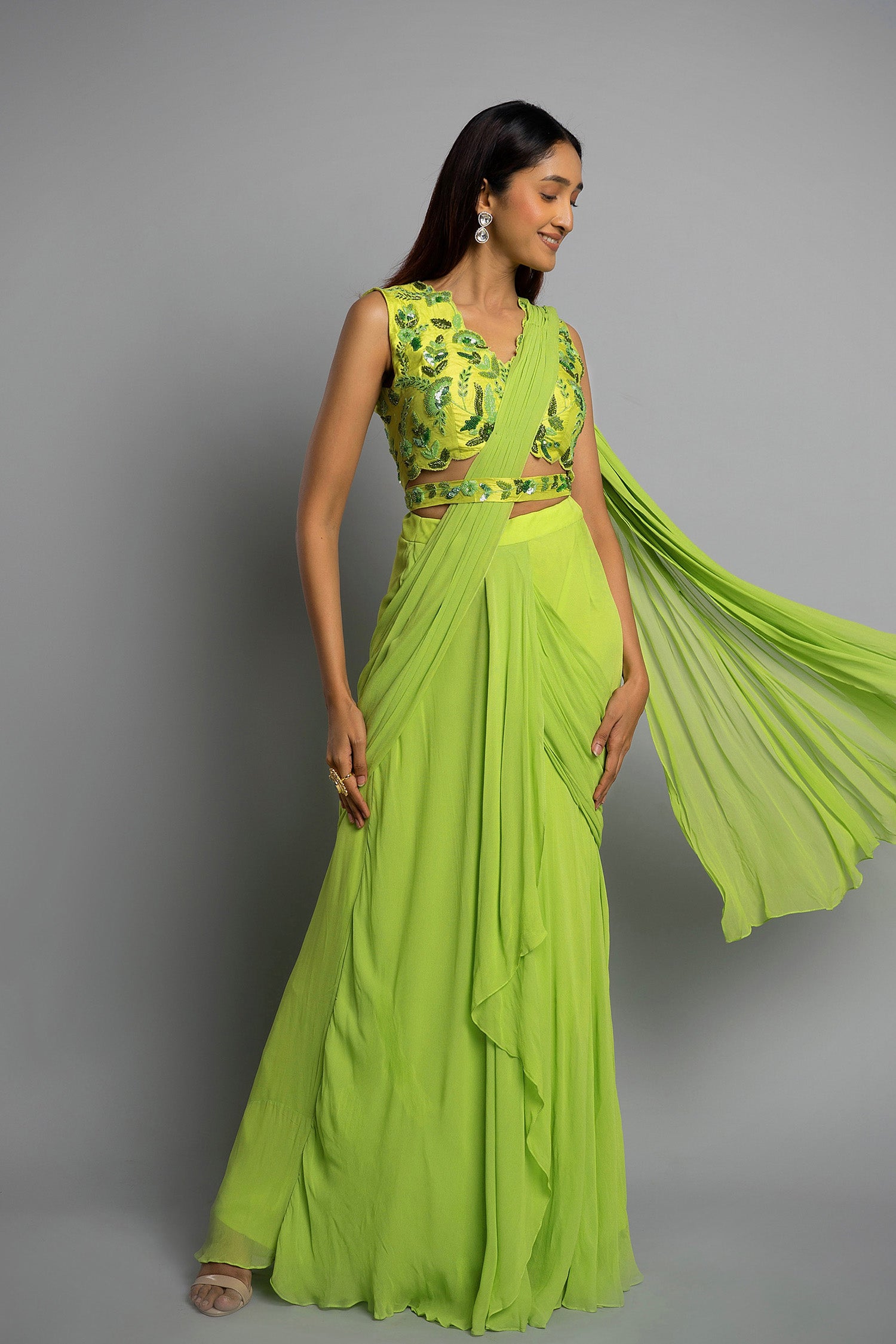 Green Anastasia Saree