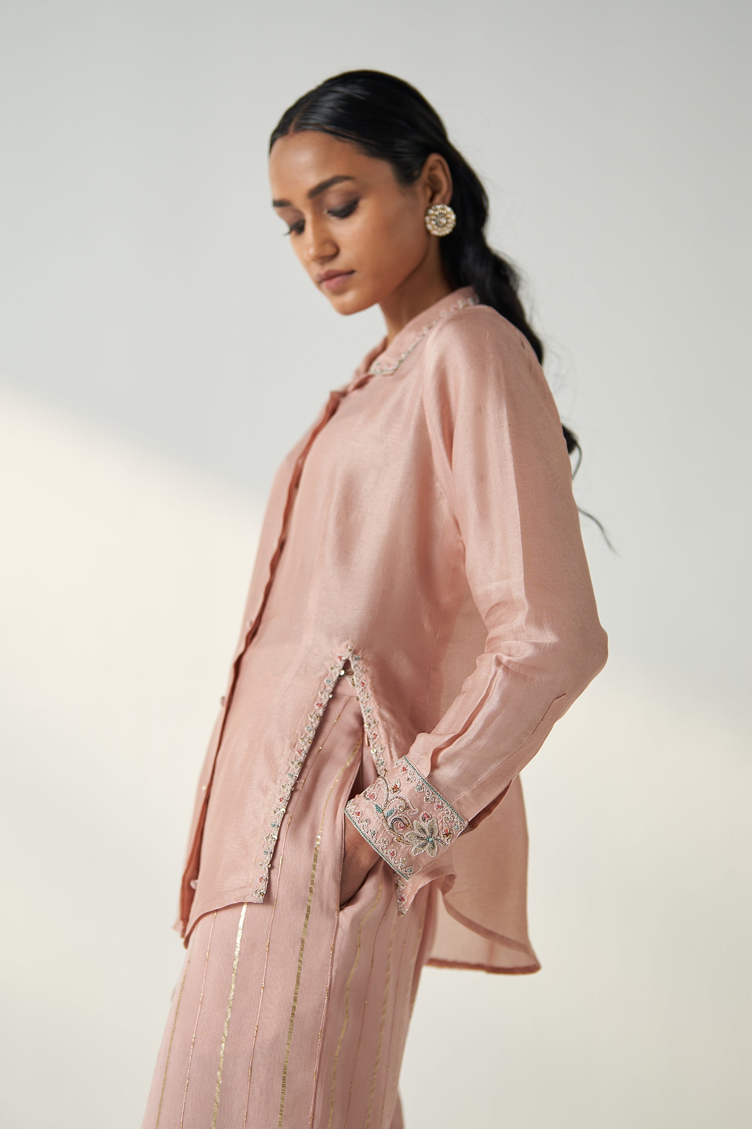 Tisya Blush Pink Shirt Pant Set