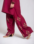 Maroon Luxe Embroidered Farshi Suit Set with Dupatta