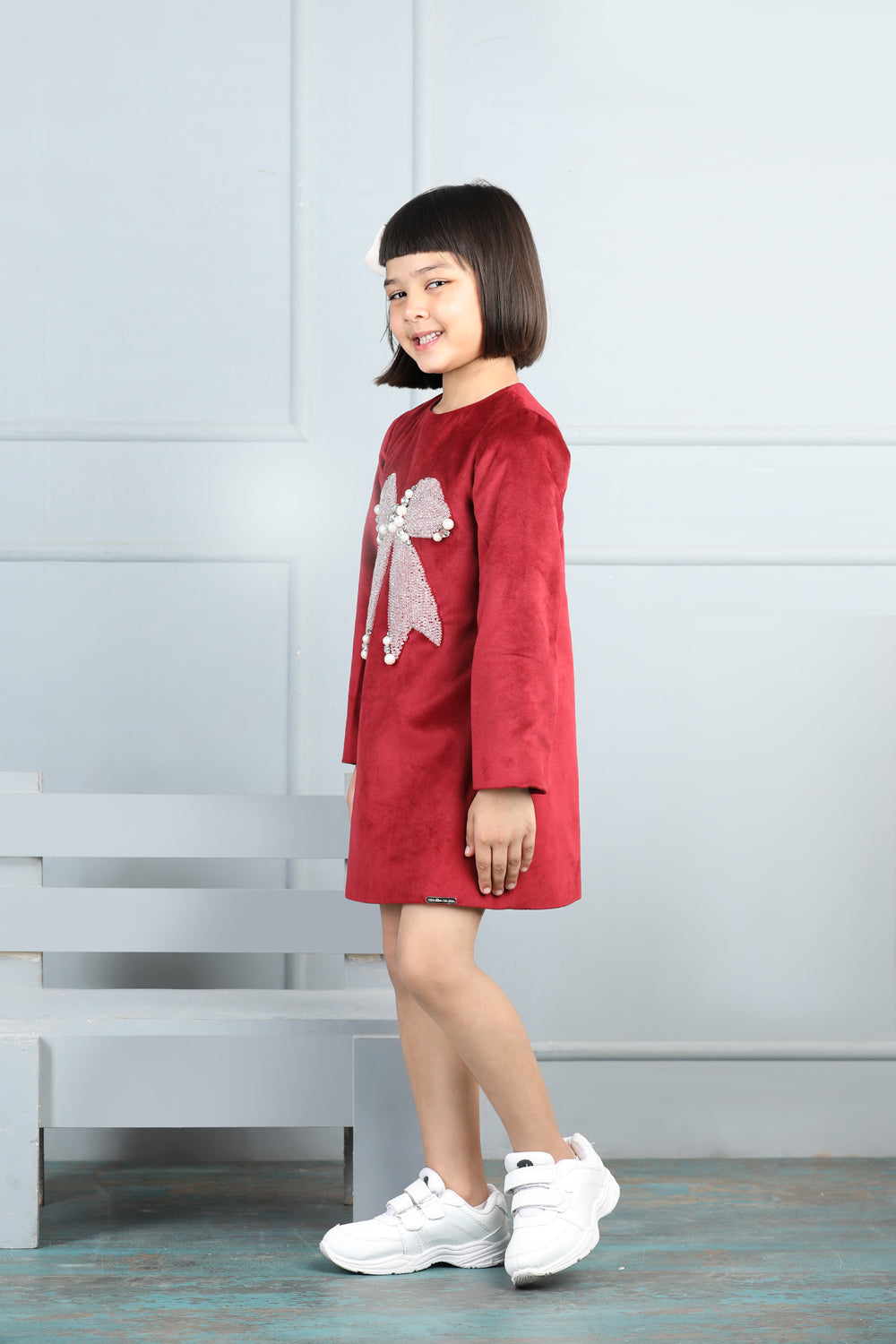 Velvet Dress with Bow