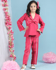 Two Piece Co-ord Set with Piping and Bow Detsailing