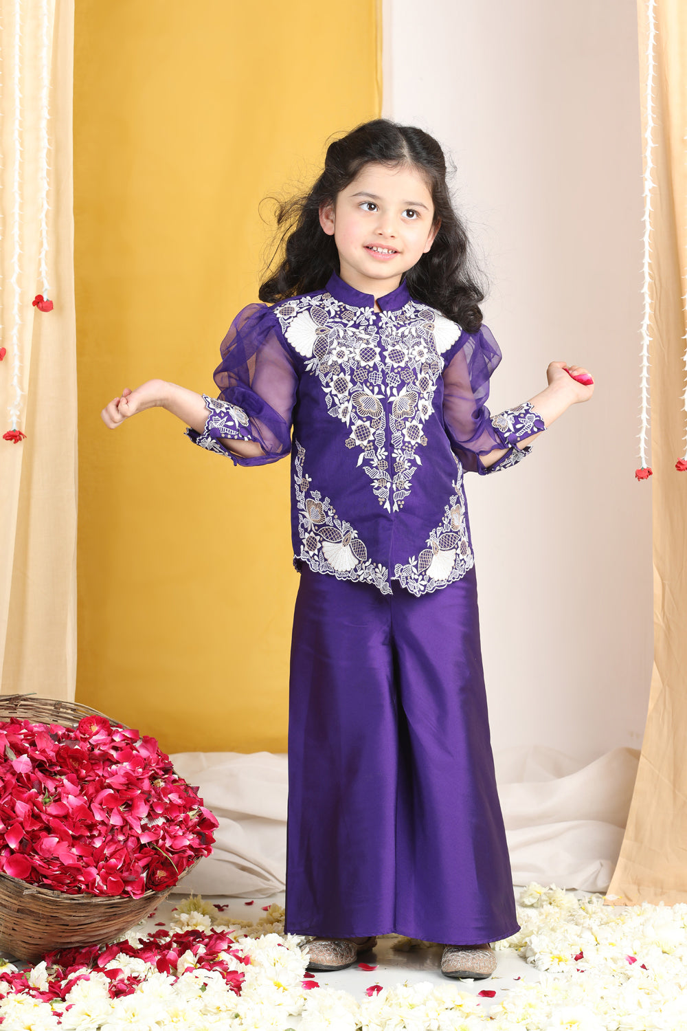 Thread Embroidery On Top with Plazzo