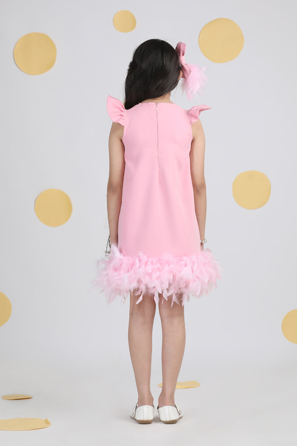 Dress with Fur and Stone Detailing