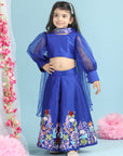 Top with Organza Sleeves and Pants with Thread Embroidery N Choker Dupatta