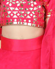 Organza Lehenga with Leather Patching