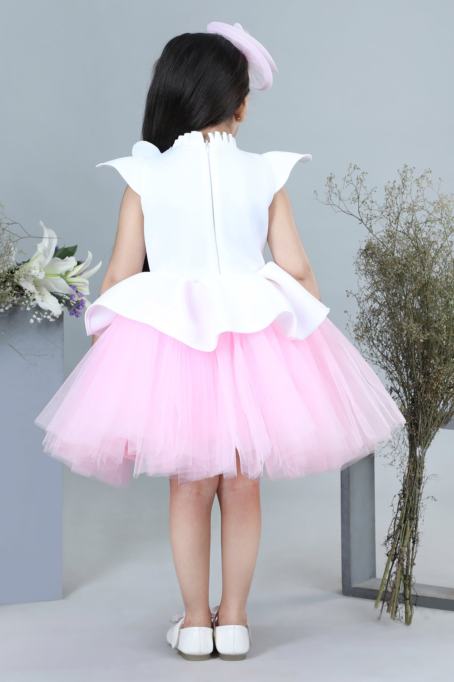 White Dress with 3D Flowers