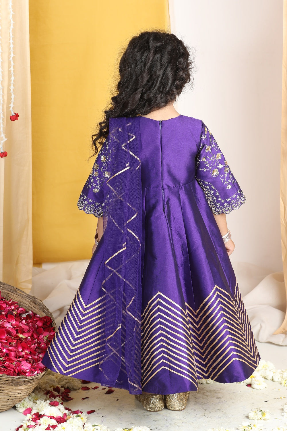 Zari N Seqeunce Work On Yoke with Gotta Detailing