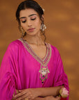 Pink Silk Embroidered Kurta Set