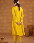 Yellow Silk Embroidered Kurta Set With Duapatta