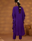 Purple Silk Embroidered Kurta Set