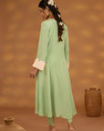 Green Colorblock Embroidered Kurta Set With Dupatta
