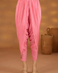Pink And Aqua Colorblock Embroidered Kurta Set