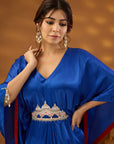 Blue Embroidered Drape Kurta Set