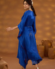Blue Embroidered Drape Kurta Set
