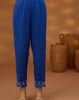 Blue Embroidered Drape Kurta Set