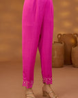 Pink Chiffon Satin Embroidered Drape Kurta Set