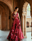 Pink Floral Organza Embroidered  Anarkali Set
