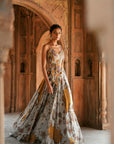 Grey Floral Organza Embroidered Lehenga Set