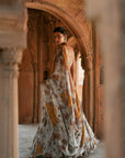 Grey Floral Organza Embroidered Lehenga Set