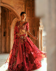 Pink Floral Organza Embroidered Lehenga Set