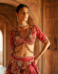 Pink Floral Organza Embroidered Lehenga Set