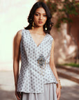 Grey Waist Coat And Skirt Set
