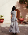 Grey Waist Coat And Skirt Set