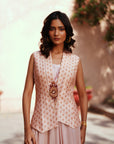 Powder Pink Waist Coat And Skirt Set