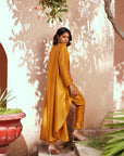 Golden Yellow Chanderi Embroidered Kurta Set