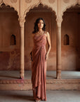 Mocha Embroidered Drape Dress