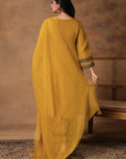Golden Yellow Silk Embroidered Kurta Set