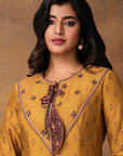 Mustard Gold Assymetric Kurta Set