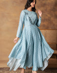 Powder Blue Assymetric Kurta Set