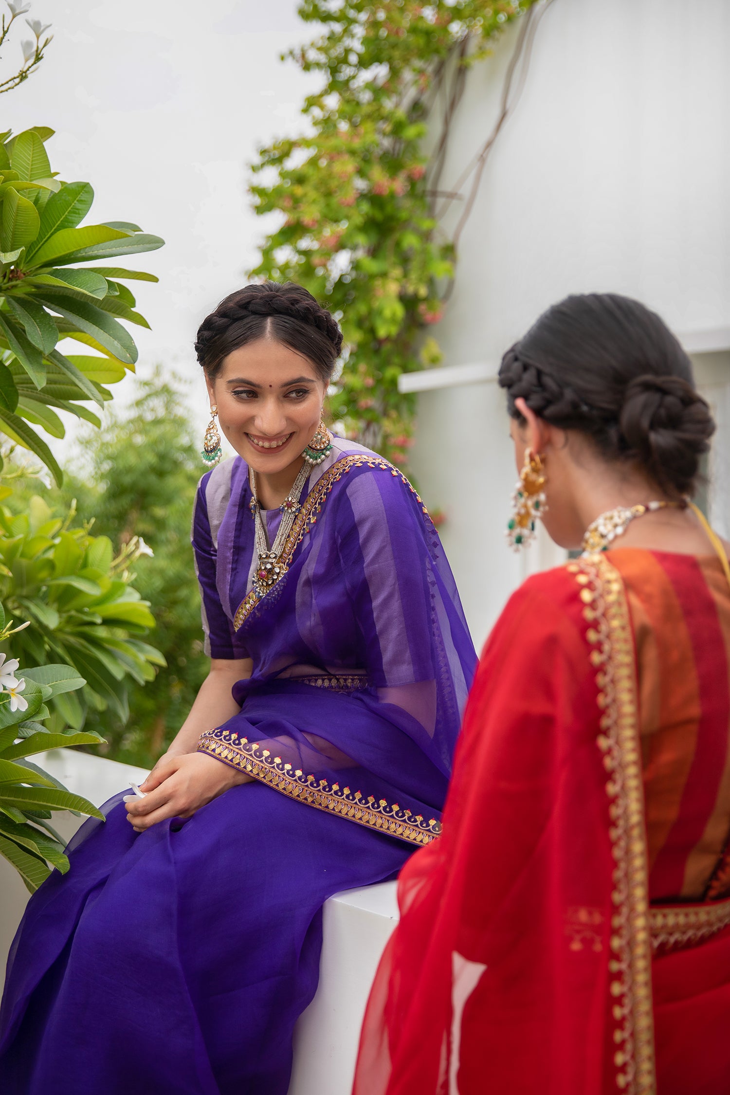 Deep Purple Gota Patti Border Saree Set