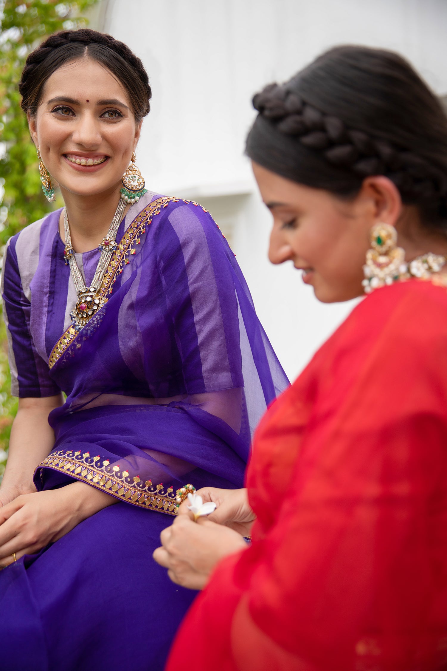 Deep Purple Gota Patti Border Saree Set