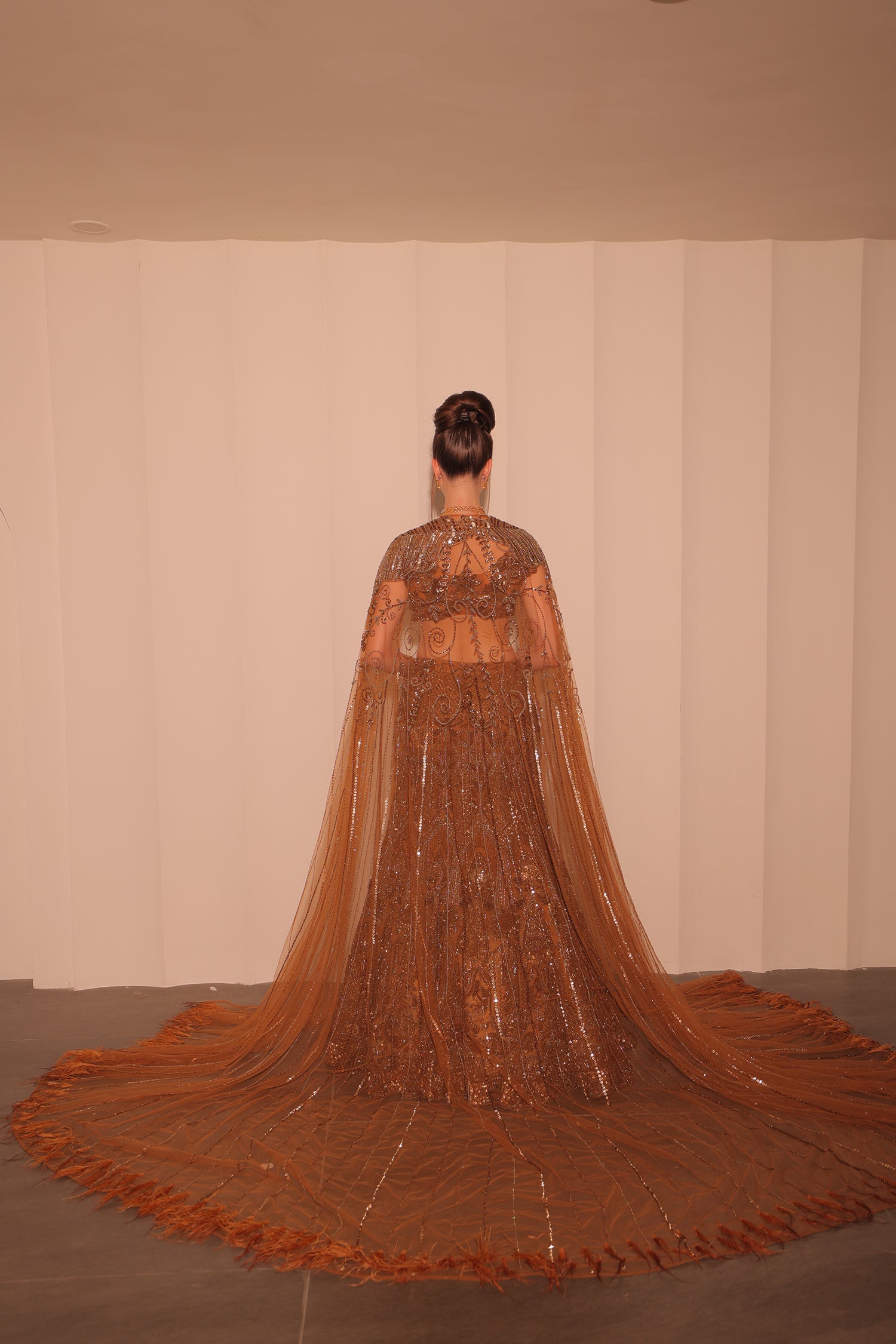 Golden Brown Embroidred Lehenga Set