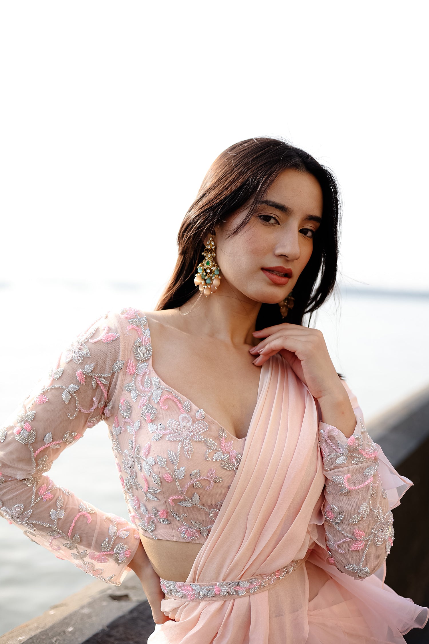 Tiffany Peach Saree