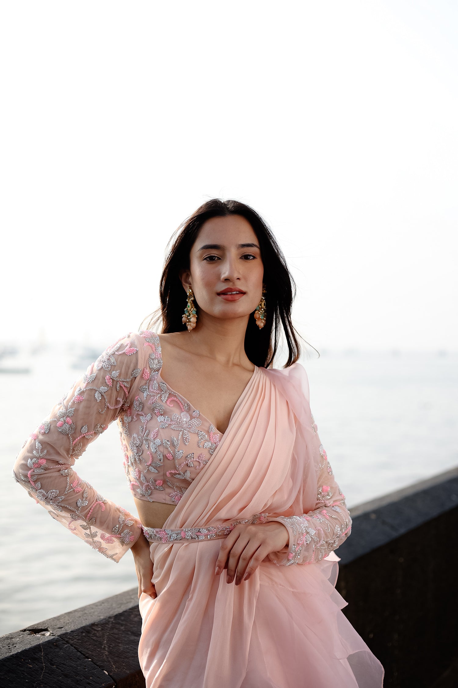 Tiffany Peach Saree