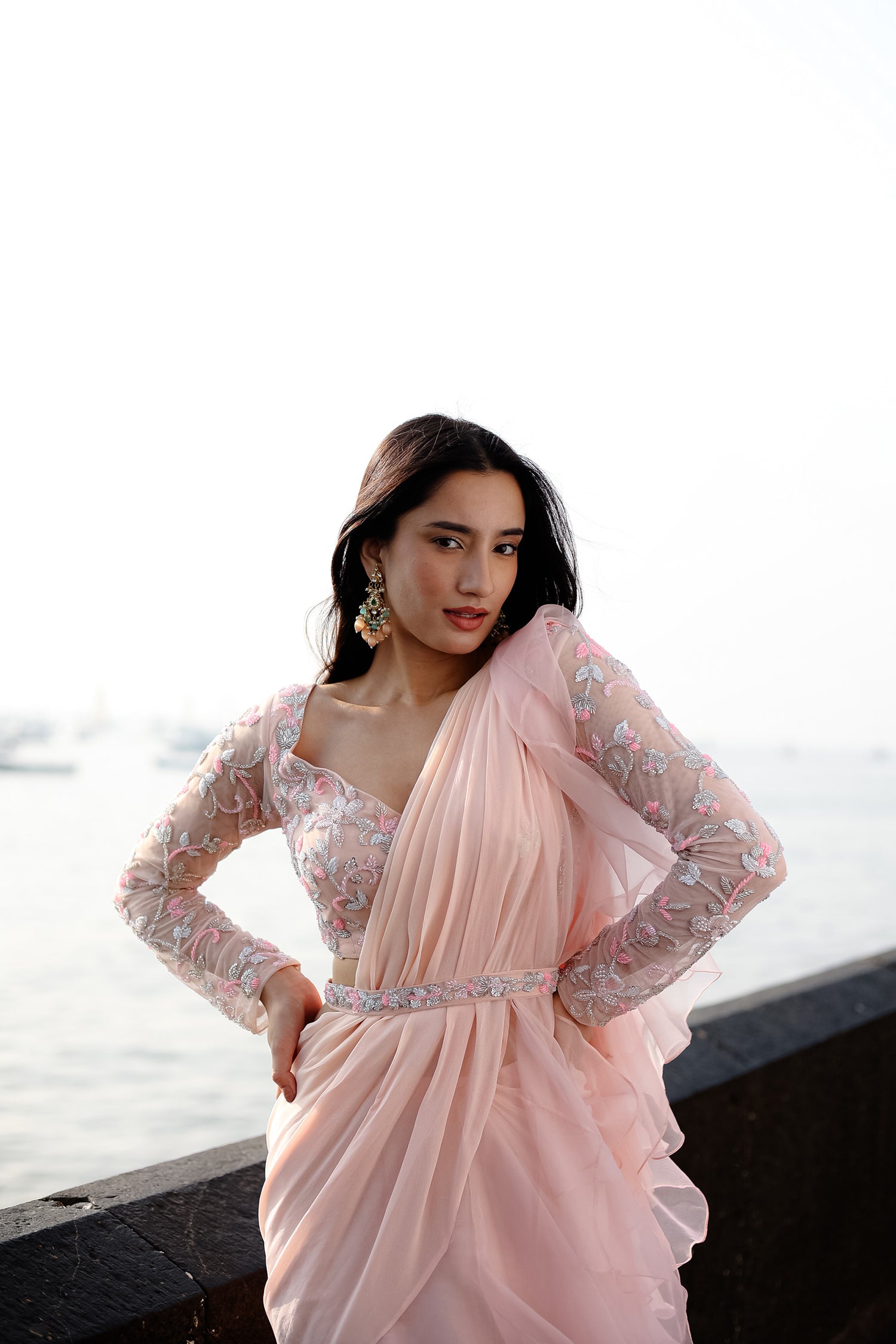 Tiffany Peach Saree