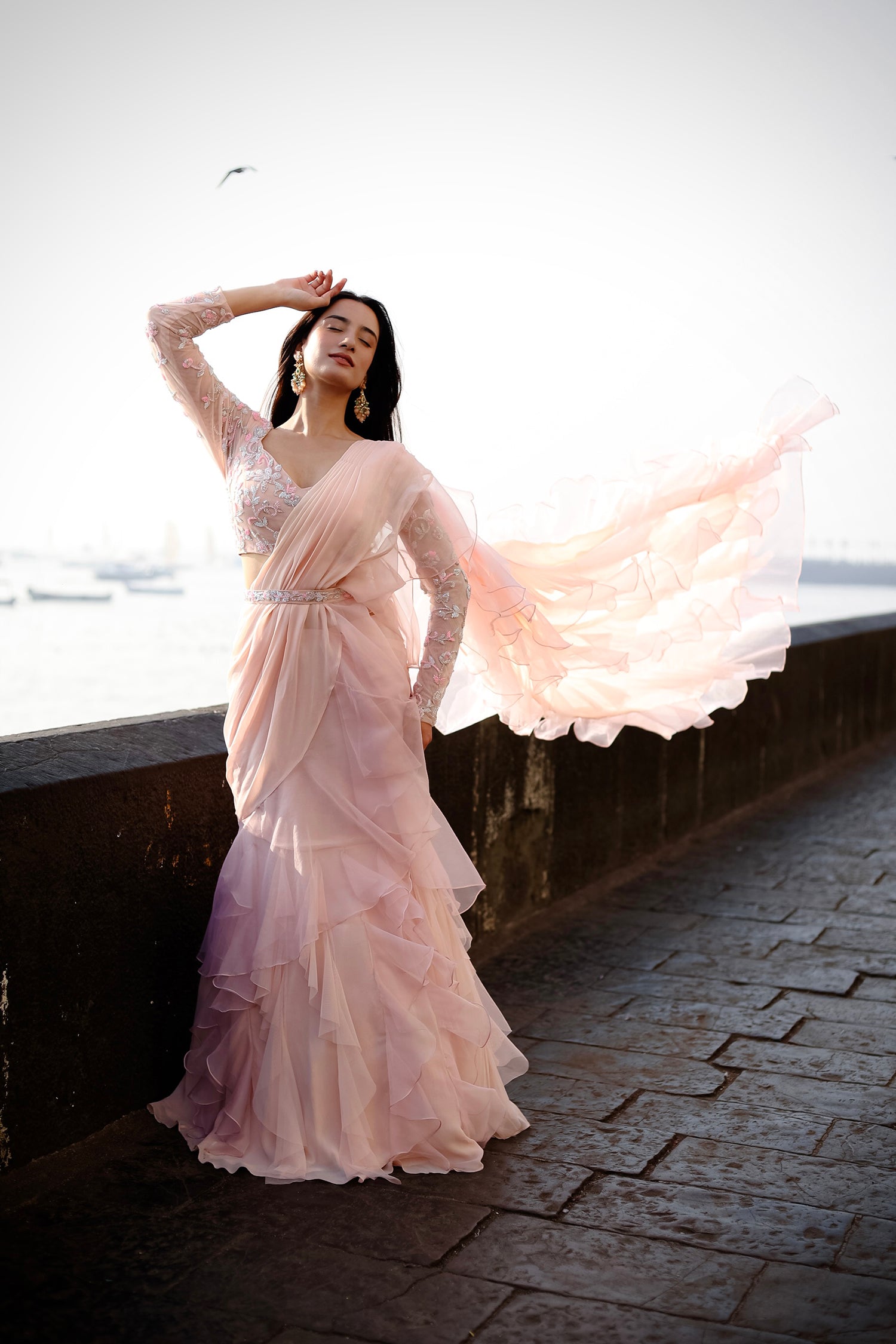 Tiffany Peach Saree