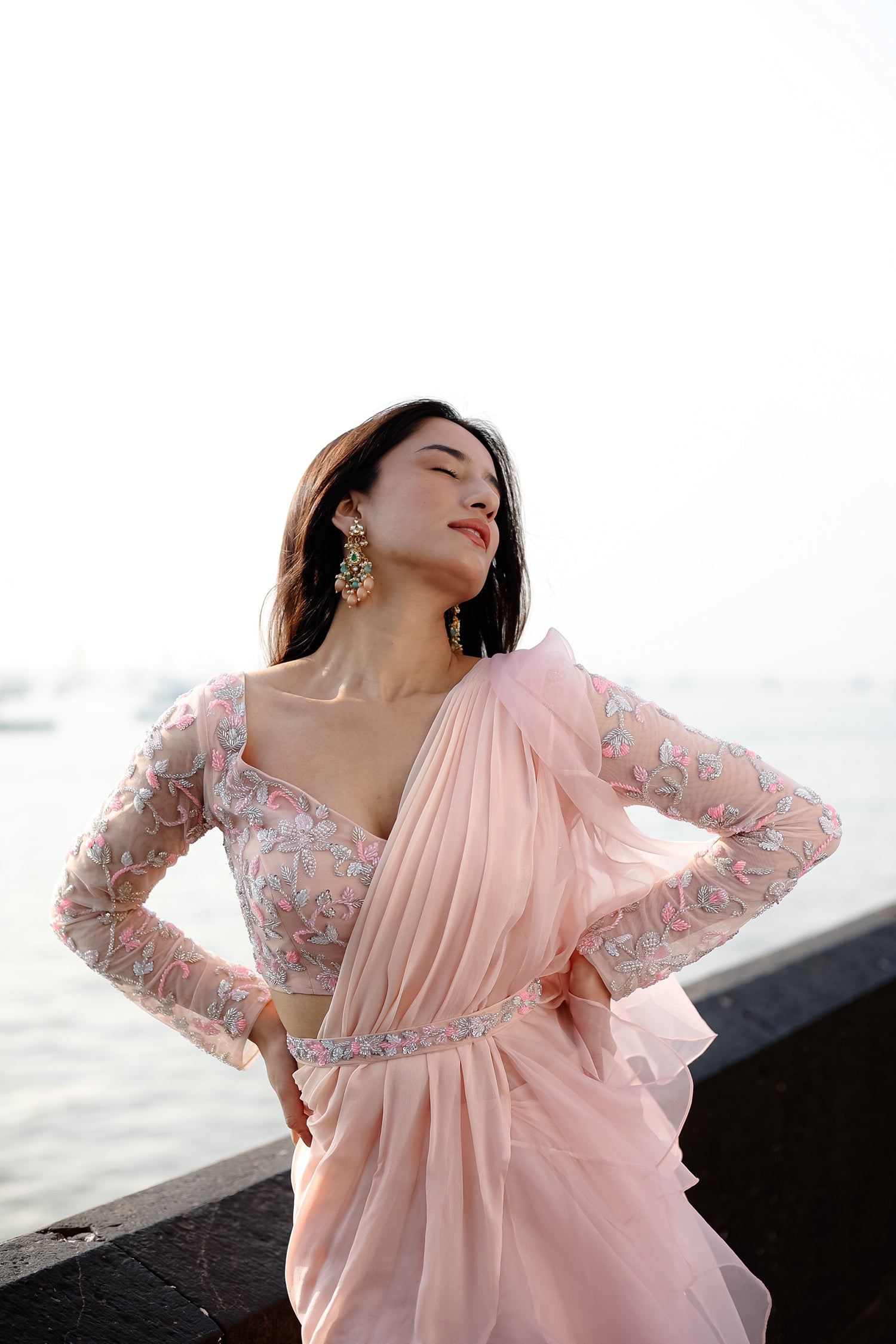 Tiffany Peach Saree
