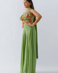 Drape Skirt Saree with Slim Fit Pants