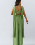 Drape Skirt Saree with Slim Fit Pants