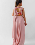 Sequin Embroidered Crop Top and Flared Pants Fusion Set