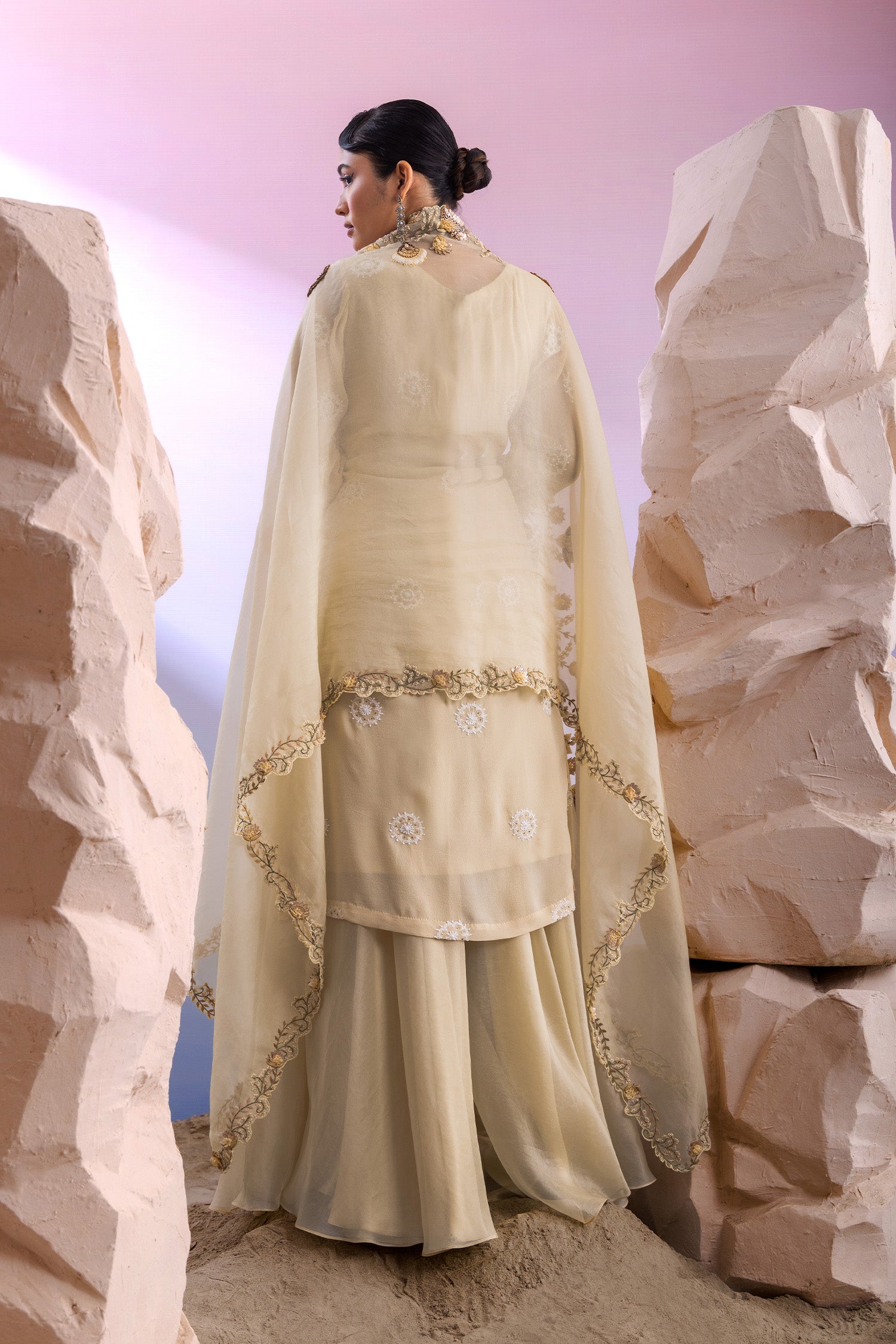 Golden Organza Saree