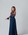 Beautiful Hand-Embroidered Crop Top and Flared Pants Fusion Set