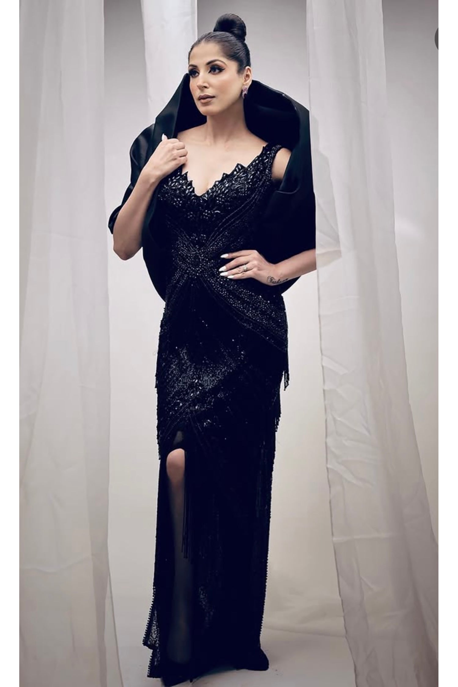 Buy Elegant Coal Black Fishcut Gown for Female by Kaynaat by Aanchal Sawhney