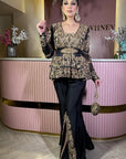 Black Hand Embroidered Short Anarkali