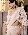 Ivory Drape Saree With Cap